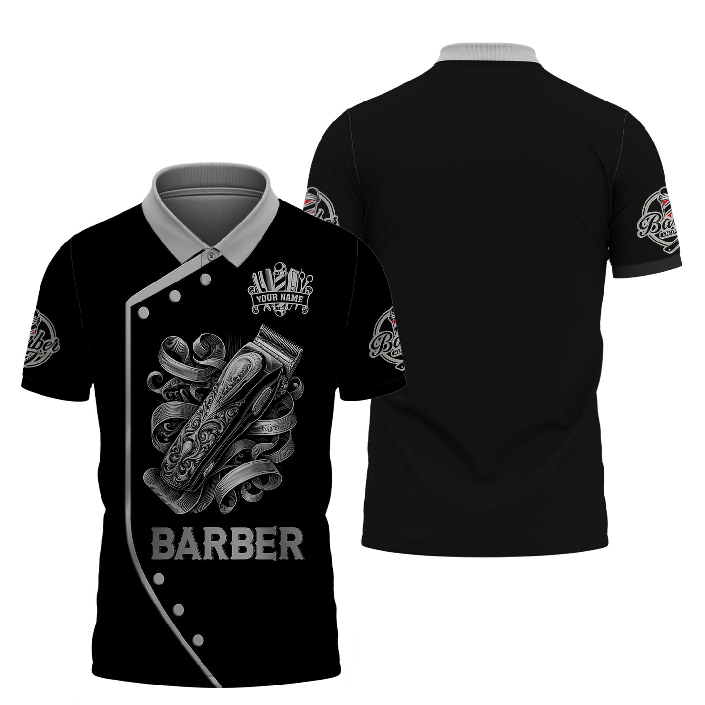 Camiseta con tatuaje 3D de cortadora de pelo, camisetas personalizadas de barbería, regalo para barbero