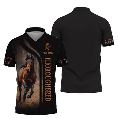 3D Full Print Thoroughbred Horse T-Shirts Personalized Name Gift For Horse Lovers