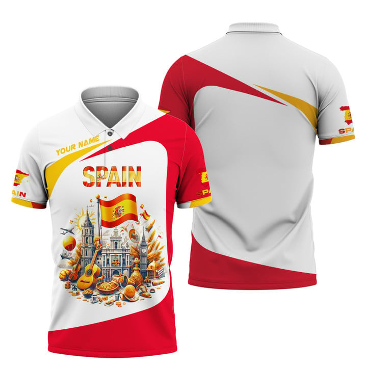 Personalized Spain Pride Shirt - Cultural Landmarks and Festivities Design for Spain Enthusiasts