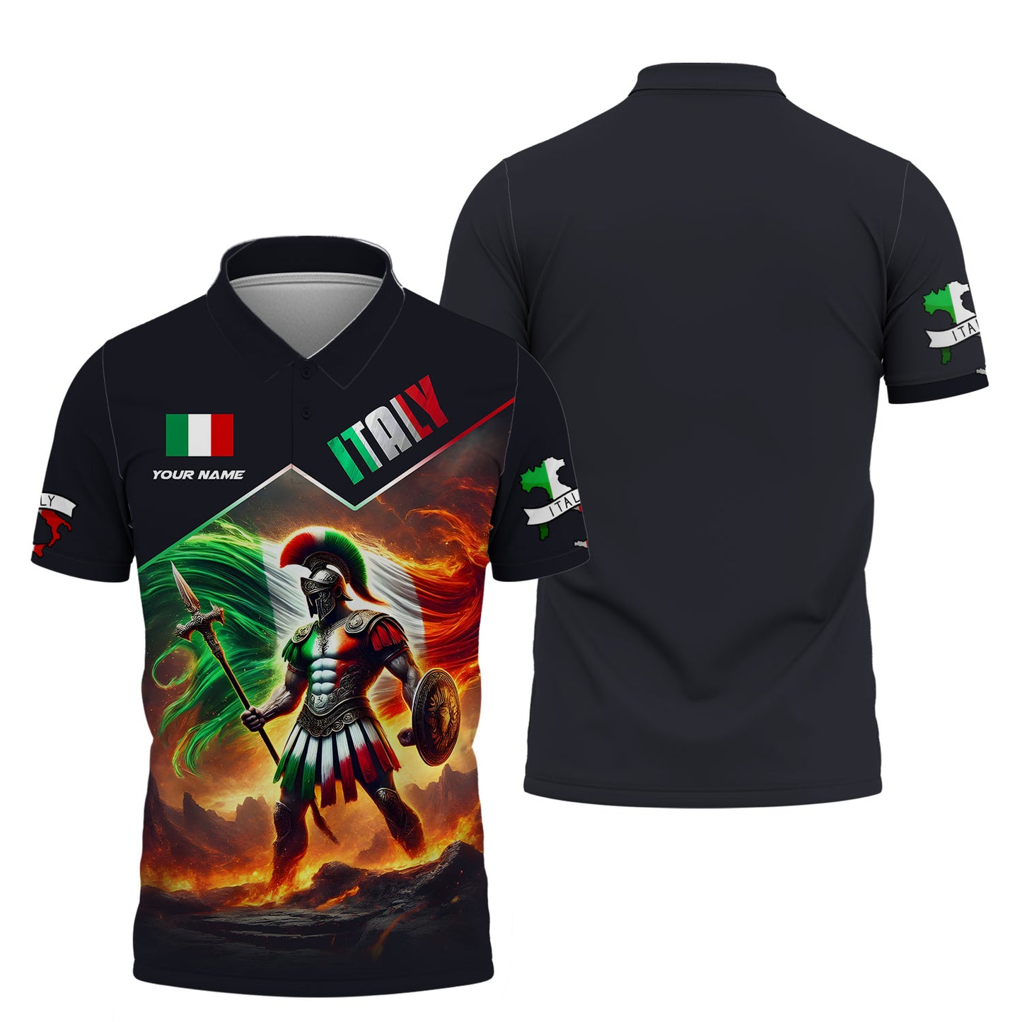 Camisa italiana personalizada con nombre y bandera de Italia, regalo para amantes de Italia