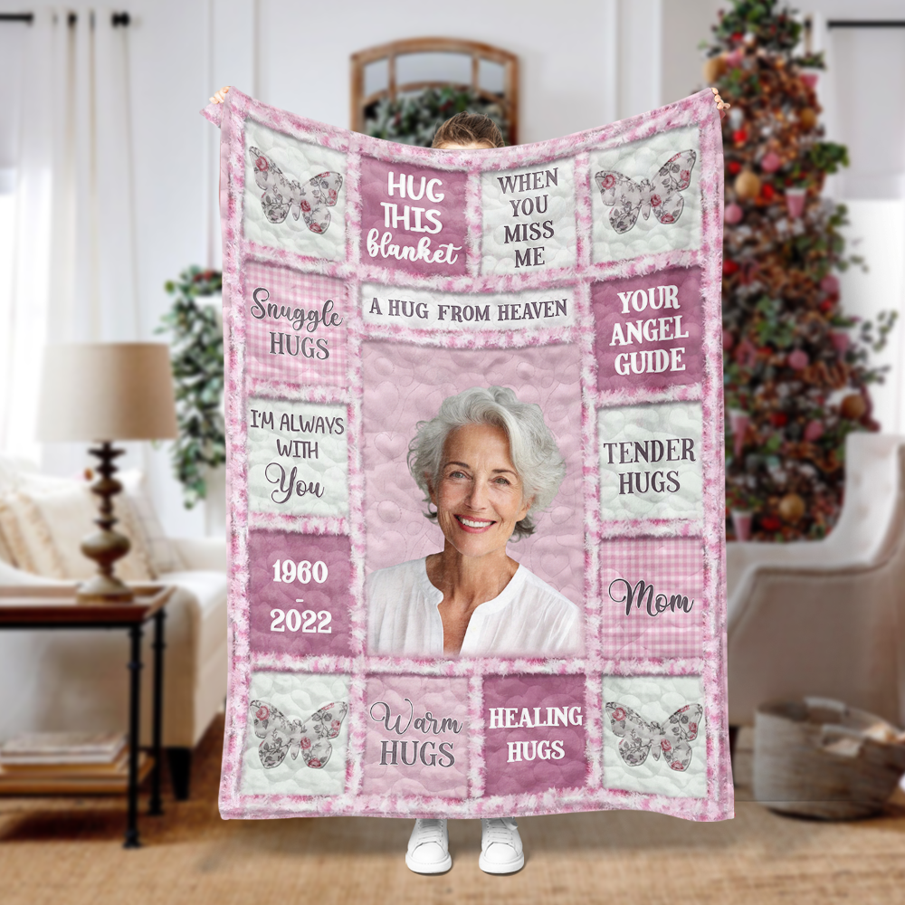 A Hug From Heaven - Memorial Personalized Custom Blanket - Sympathy Gift