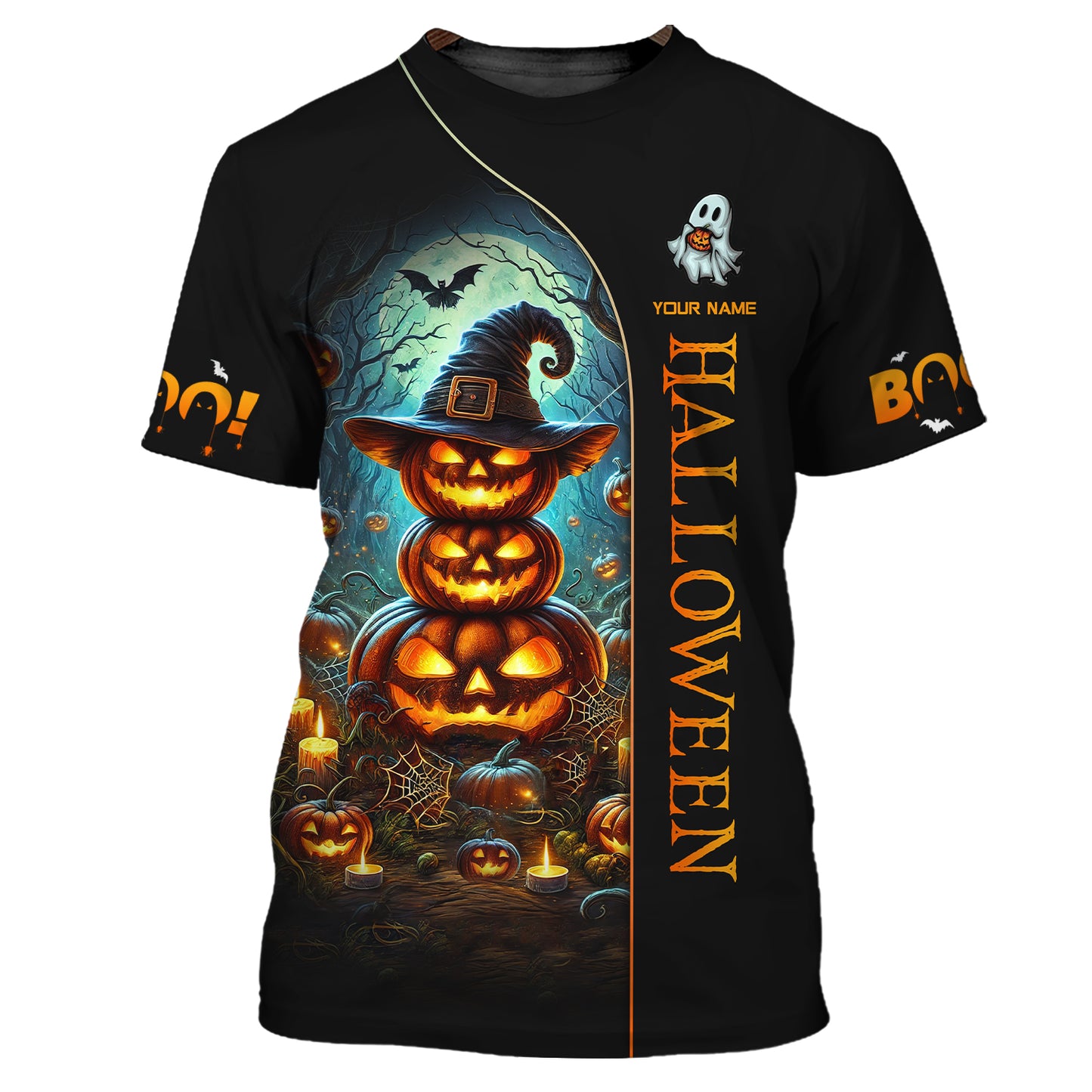 Sweat à capuche personnalisé avec fermeture éclair et citrouille d'Halloween, cadeau pour les amoureux d'Halloween en 3D