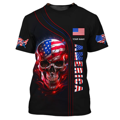 American Skull Custom Zipper Hoodie American Skull 3D Shirt Gift For America Lover