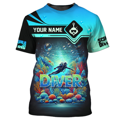 Scuba Diving Explore The Ocean Custom Name 3D Zipper Hoodie Personalized Gift For Diver Lovers