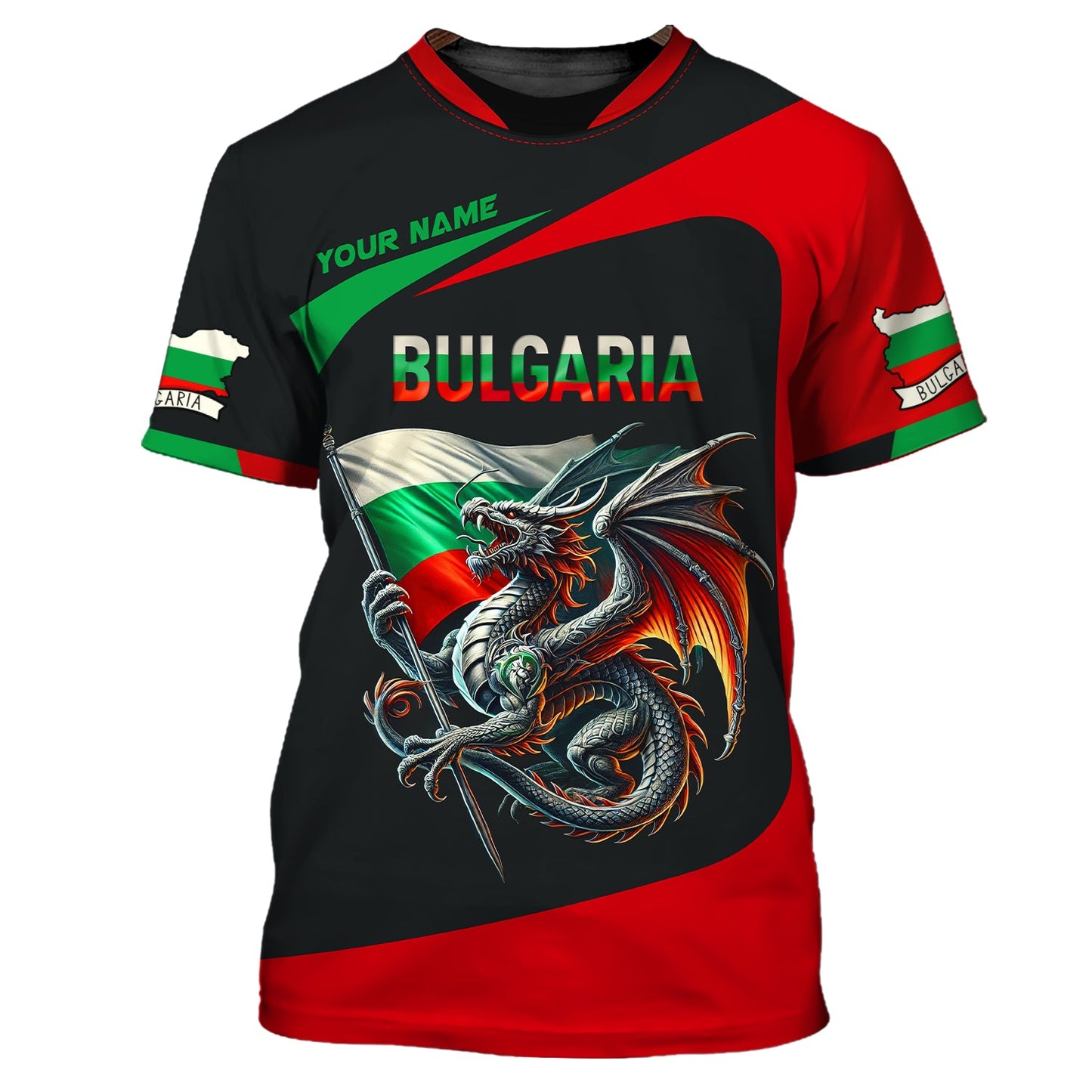 Dragon With Bulgaria Flag Custom T-Shirt Personalized Name 3D Zipper Hoodie Gift For Bulgaria Lovers