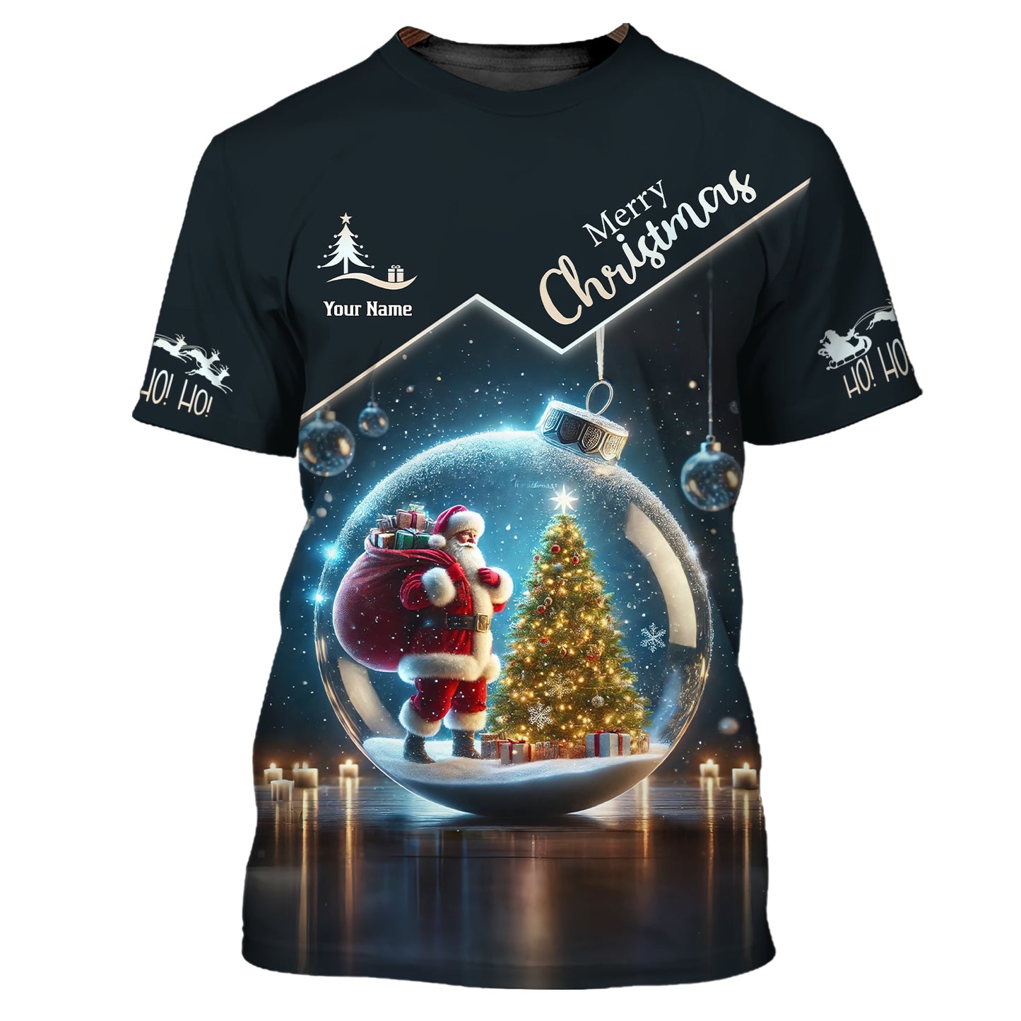 3D Full Print Santa Claus In Snow Globe Zipper Hoodie Personalized Name Gift For Christmas Day