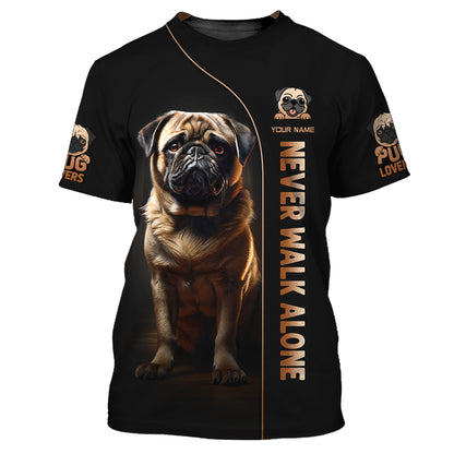 Sudadera con capucha y cremallera con nombre personalizado de perro Pug, regalo para amantes de los perros, camisetas 3D