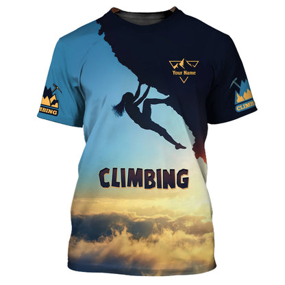 Climbing With Sunset Custom T-Shirts Gift For Climbing Lovers 3D Zipper Hoodie