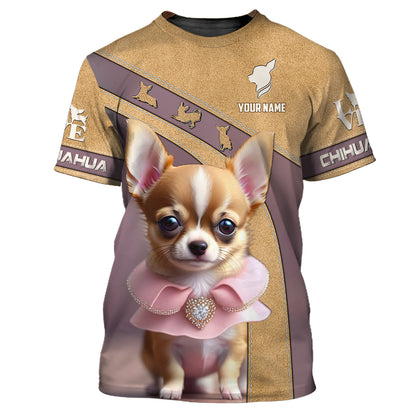 Joli sweat à capuche zippé avec nom personnalisé Chihuahua, cadeau pour les amoureux des chiens, chemises 3D