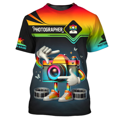 Sudadera con capucha personalizada con cremallera y diseño de fotógrafo, camisa colorida con diseño de cámara en 3D, regalo para amantes de la fotografía