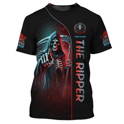 Skull Custom Zipper Hoodie The Ripper With Scythe 3D Shirt Gift For Skull Lovers