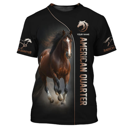 Sudadera con capucha y cremallera con estampado completo en 3D de American Quarter, regalo personalizado con nombre para amantes de los caballos