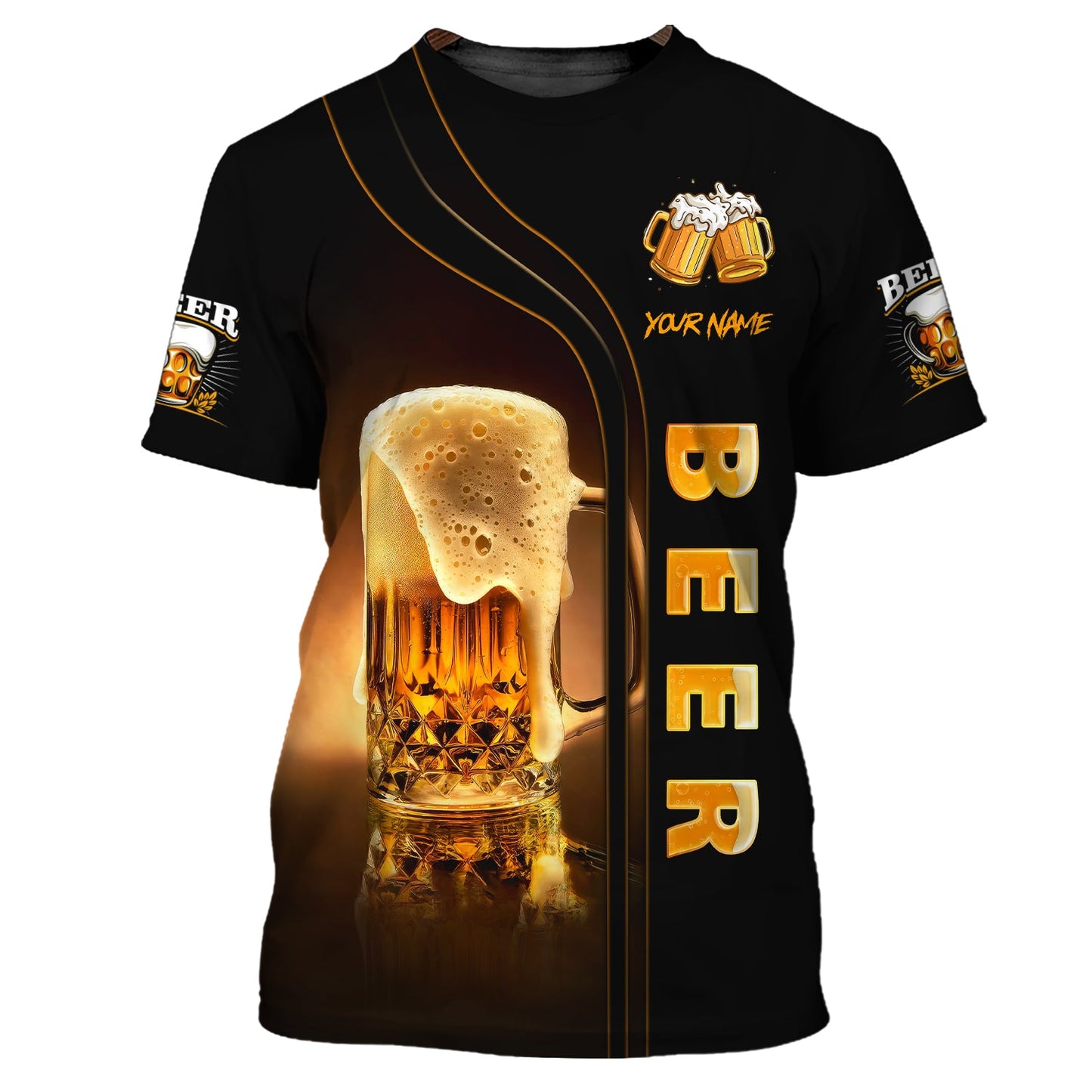 Sudadera con capucha y cremallera con nombre personalizado en 3D Love Beer, regalo personalizado para amantes de la cerveza