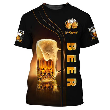 Love Beer 3D Custom Name Zipper Hoodie Personalized Gift For Beer Lovers