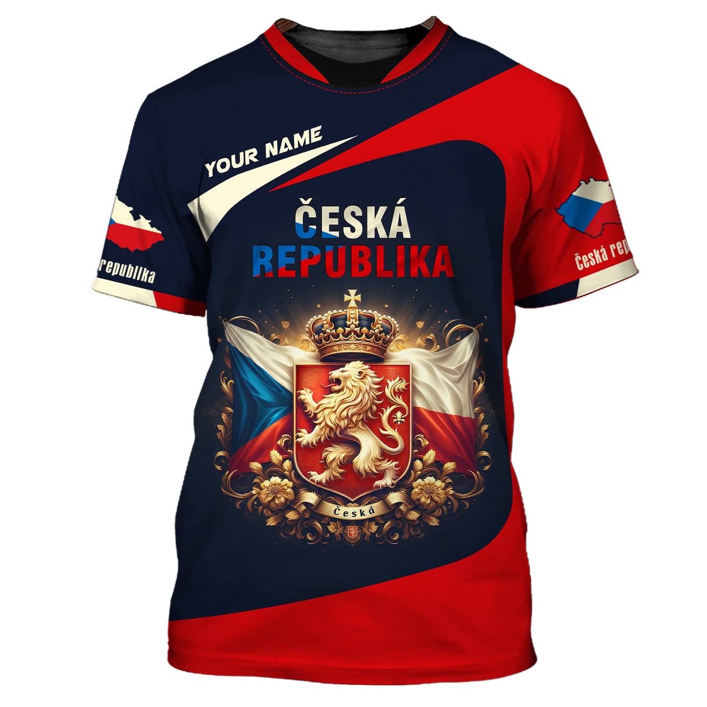 Coat Of Arms Ceska Republika Personalized Name 3D Zipper Hoodie Custom Gift For Czech Republic Lovers