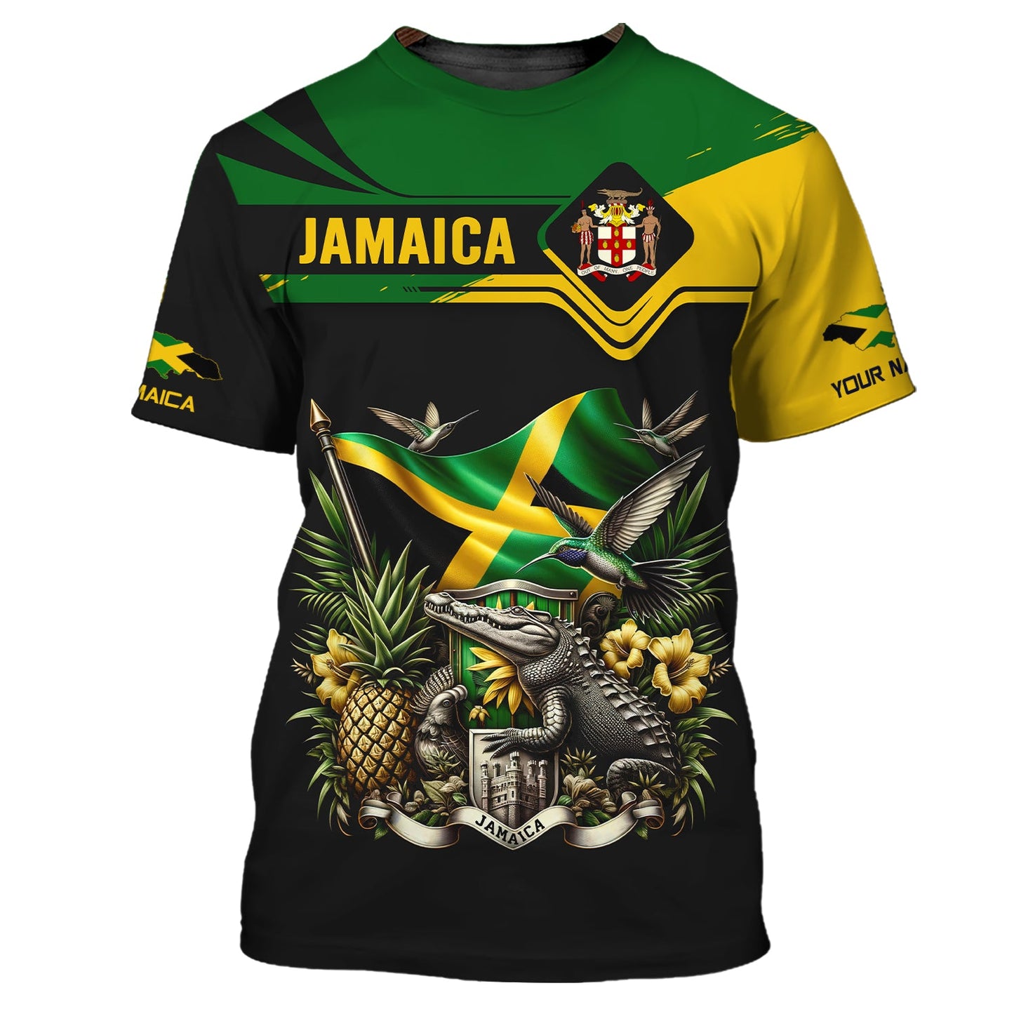 Sweat à capuche avec fermeture éclair et nom personnalisé Love Jamaica, impression 3D complète, cadeau pour les amoureux de la Jamaïque