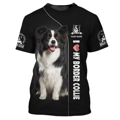 Sweat à capuche zippé avec nom personnalisé Border Collie Gif pour les amoureux des chiens T-shirts 3D