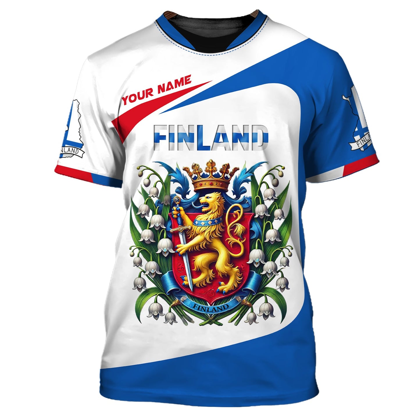 Sudadera con capucha y cremallera personalizada con el escudo de armas de Finlandia para amantes de Finlandia