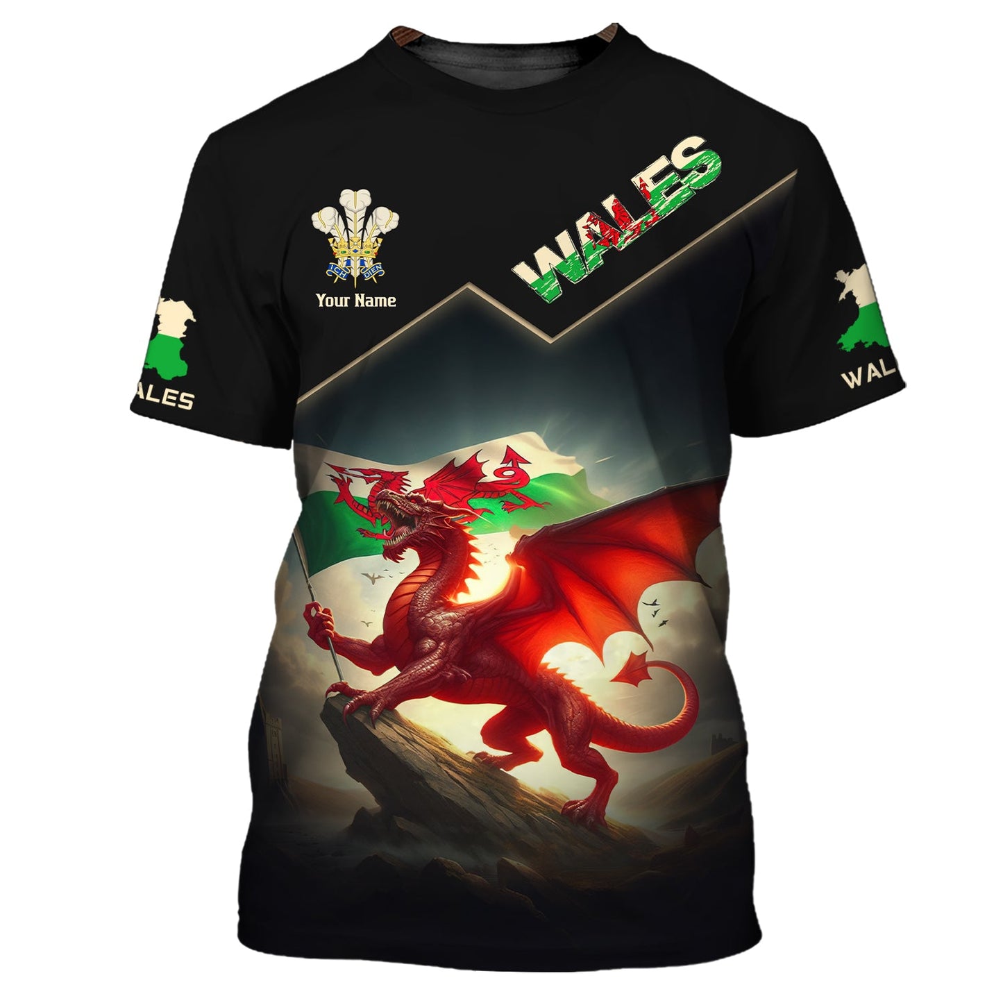 Sweat à capuche avec fermeture éclair et impression 3D complète Dragon Fighting Wales, cadeau personnalisé pour les amoureux du Pays de Galles