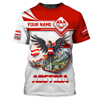 3D Full Print Eagle With Map Of Austria Zipper Hoodie Personalized Name Gift For Austrian Lovers