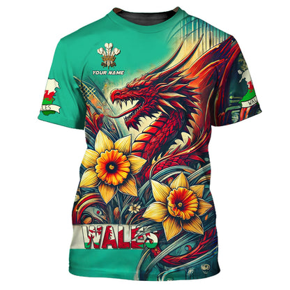 T-shirts personnalisés Dragon Wales Sweat à capuche zippé imprimé 3D complet du Pays de Galles Cadeau pour les amoureux du Pays de Galles