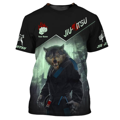 Sweat à capuche zippé imprimé 3D Wolf Jiu Jitsu T-shirt unisexe Jiu Jitsu Cadeau pour les amateurs de Jiu Jitsu