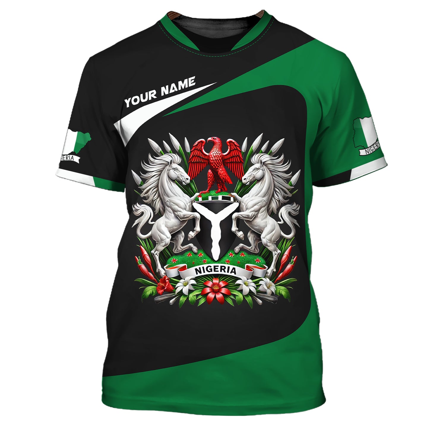Coat Of Arms Nigerian Custom Name 3D Zipper Hoodie Gift For Nigeria Lovers