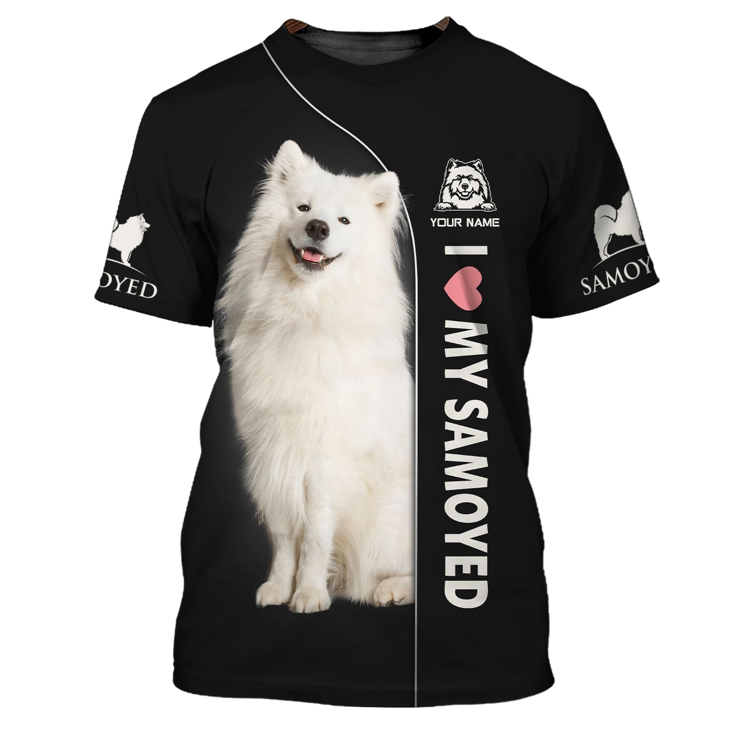 I Love My Samoyed Custom Name Zipper Hoodie Gift For Dog Lover 3D Shirts