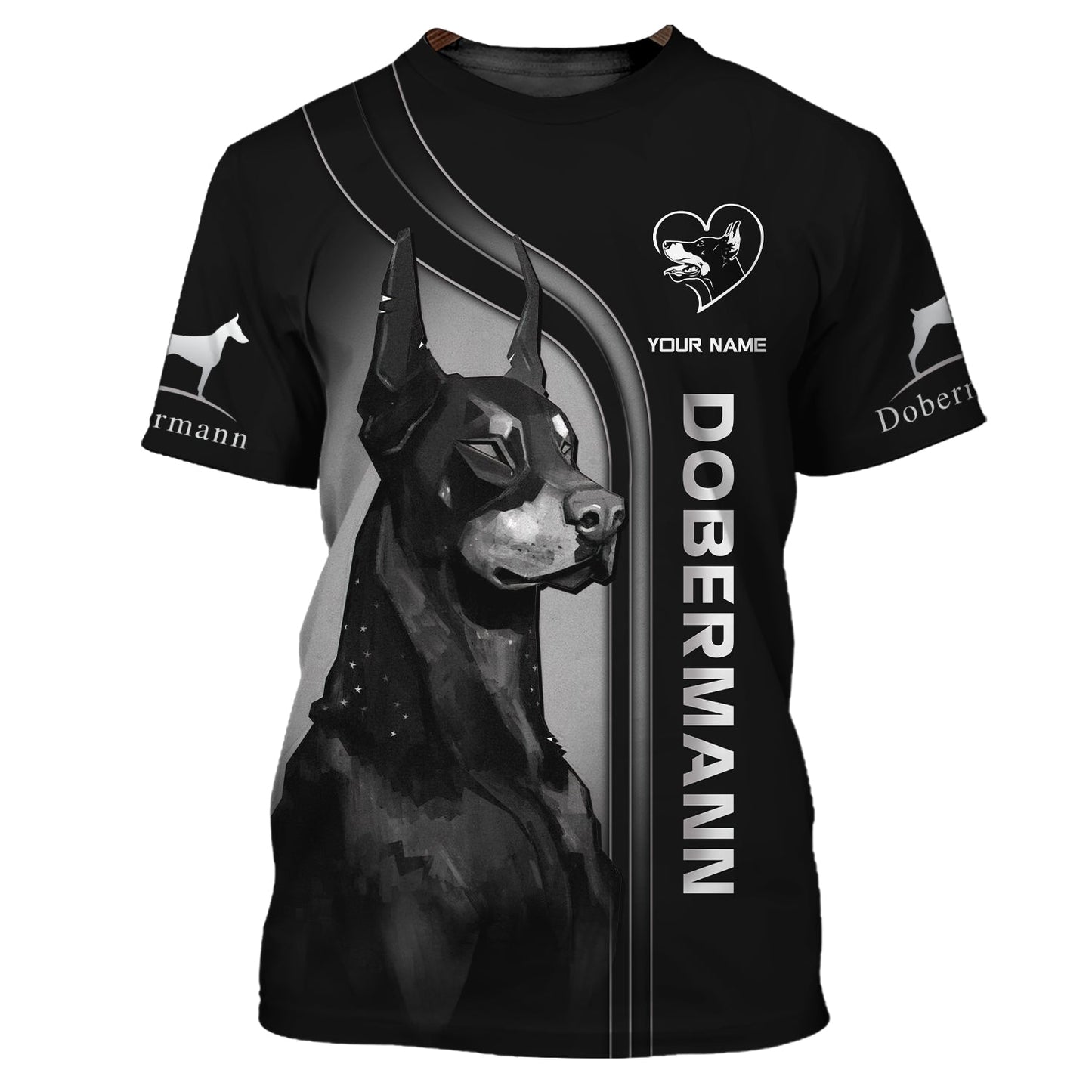 Sweat à capuche zippé 3D avec nom personnalisé Dobermann, cadeau pour les amoureux de Dobermann