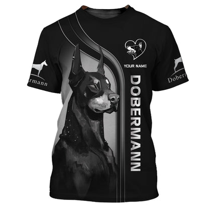 Sudadera con capucha y cremallera 3D con nombre personalizado de Dobermann, regalo para amantes de los Dobermann