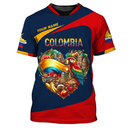 Sudadera con capucha y cremallera con corazón de Colombia, nombre personalizado, camiseta de Colombia, camiseta unisex de Colombia