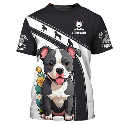 Sudadera con capucha y cremallera con estampado 3D completo de Pitbull para bebé, regalo personalizado con nombre para amantes de los perros