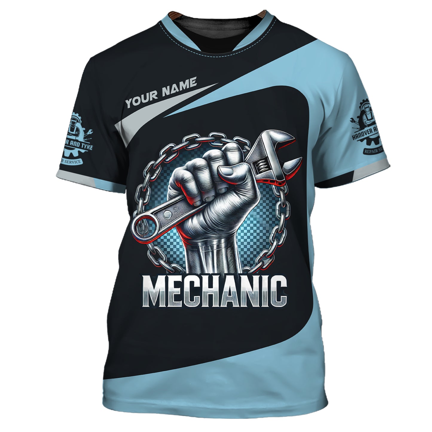 3D Full Print Wrench and Chain Mechanic Zipper Hoodie Personalized Name Gift For Mechanic Lovers