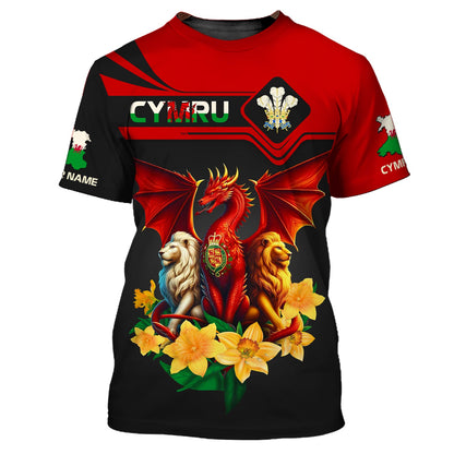 Dragon With Lions Of Wales Custom Zipper Hoodie Wales 3D Full Print Shirt Gift For Welsh Lovers