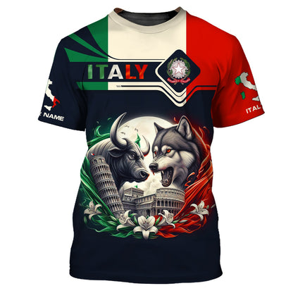 Sudadera con capucha y cremallera de Italia con estampado completo en 3D, regalo con nombre personalizado para amantes de Italia