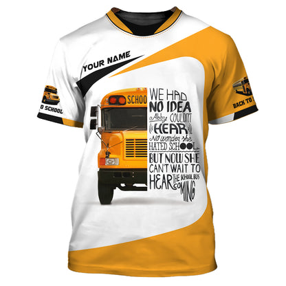 Sudadera con capucha y cremallera con nombre personalizado para conductor de autobús escolar, camisetas 3D para el regreso a clases, regalo para amantes de los conductores de autobús