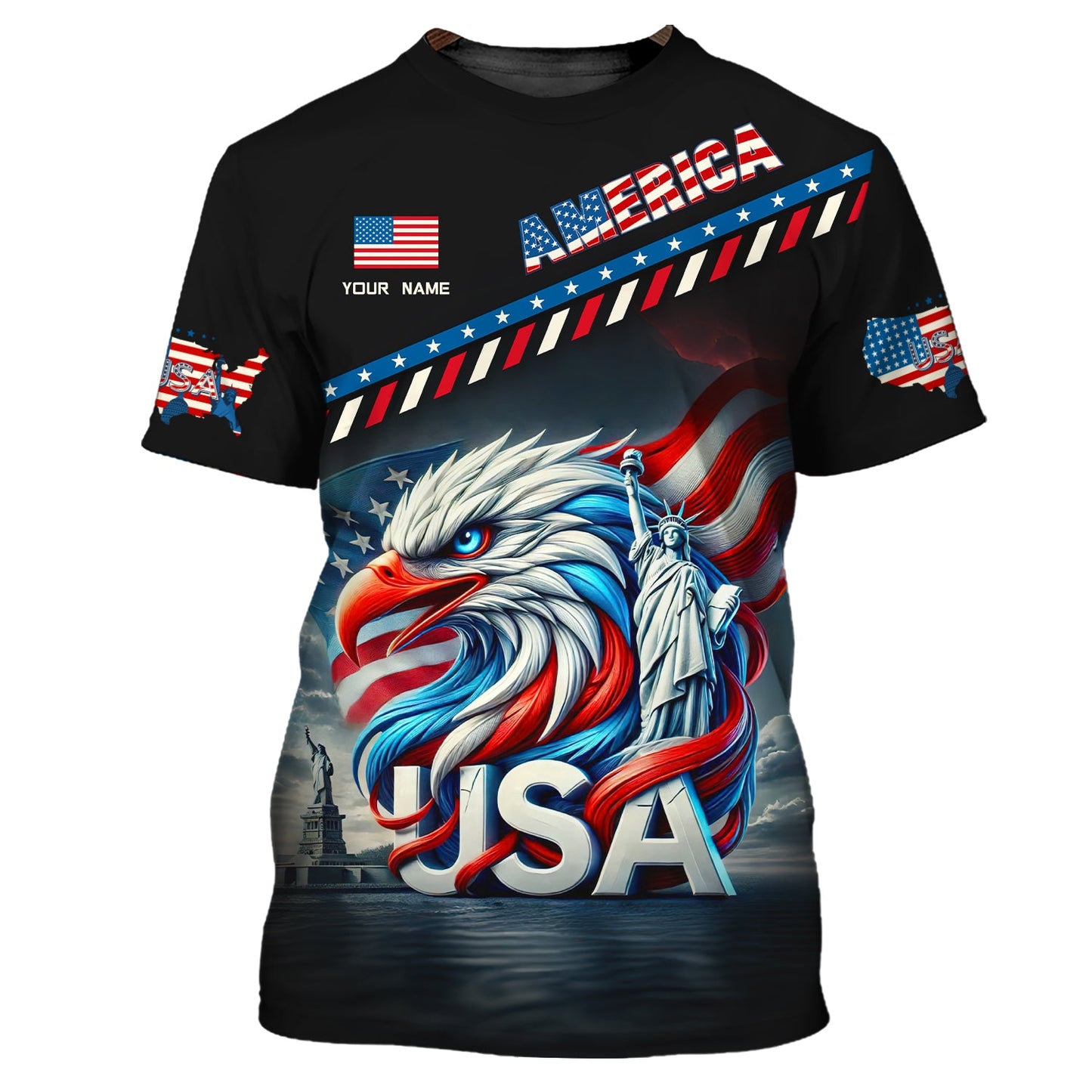 Sudadera con capucha y cremallera unisex americana con nombre personalizado Camisetas con águila americana Camiseta para amantes de Estados Unidos