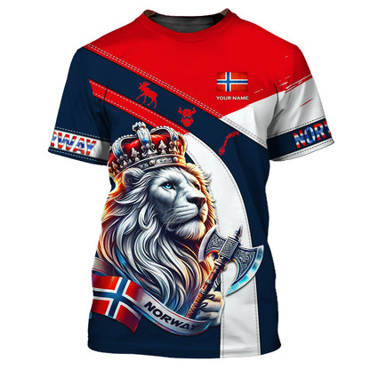 Sudadera con capucha y cremallera con hacha del Rey León de Noruega con impresión 3D completa, regalo con nombre personalizado para amantes noruegos