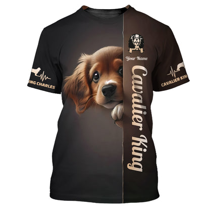 Sweat à capuche zippé pour chien Cavalier King Charles Spaniel imprimé en 3D, cadeau personnalisé avec nom pour les amoureux des chiens