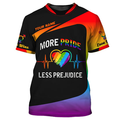 LGBT Custom Name Zipper Hoodie More Pride Less Prejudice 3D Shirts Gift For LGBT Lovers