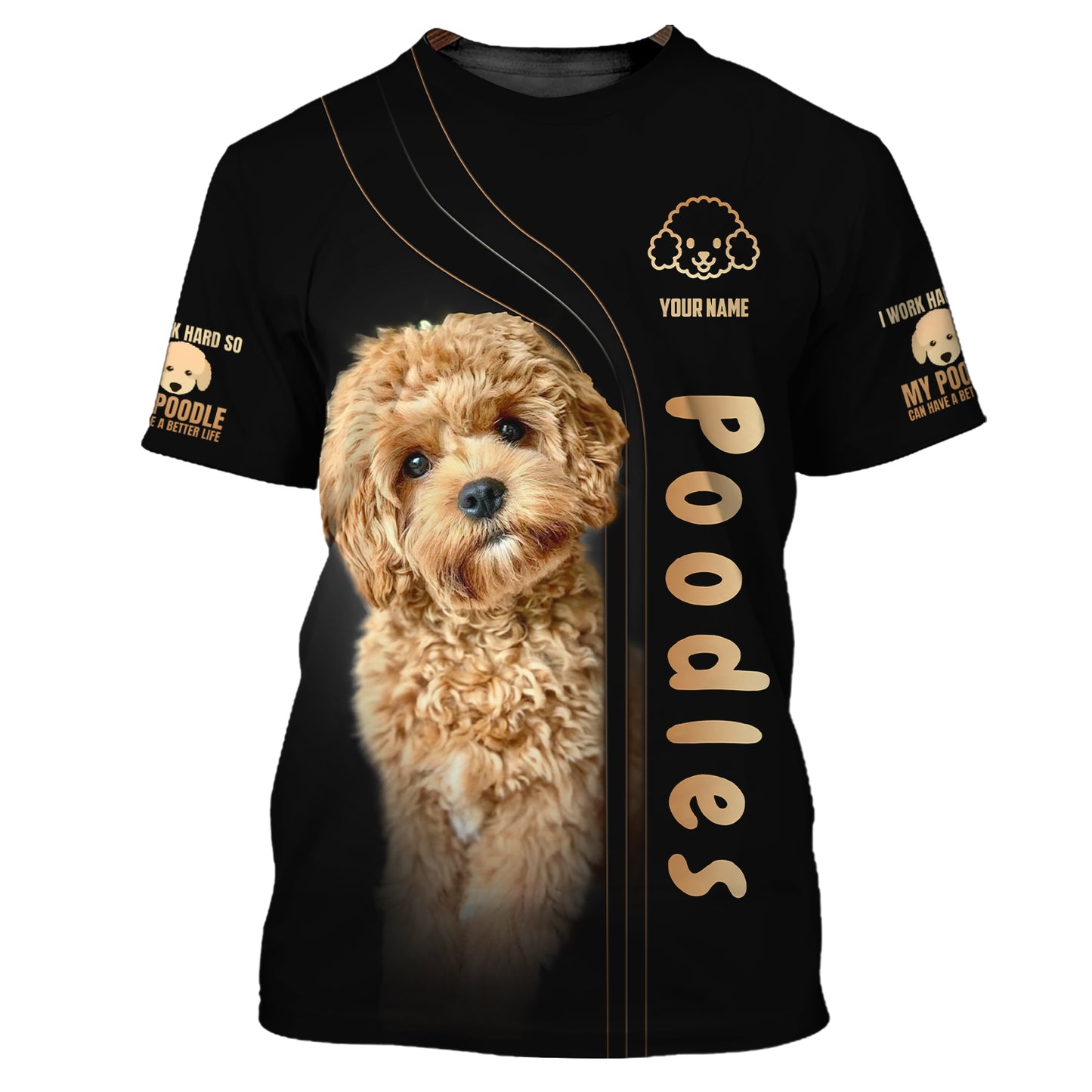 Sudadera con capucha y cremallera con estampado 3D completo de lindo caniche bebé, regalo con nombre personalizado para amantes de los perros