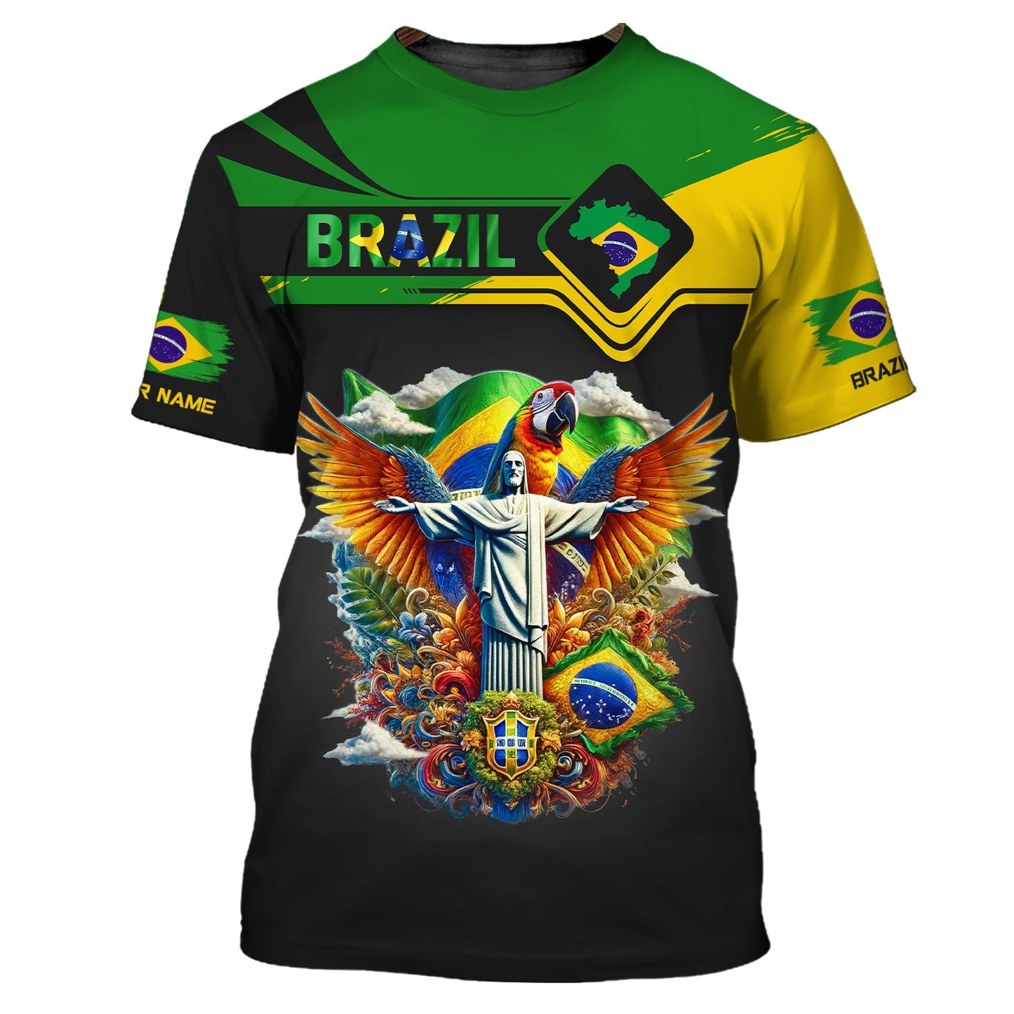 Sudadera con capucha y cremallera 3D con nombre personalizado, regalo de camiseta personalizada de Brasil para amantes de Brasil