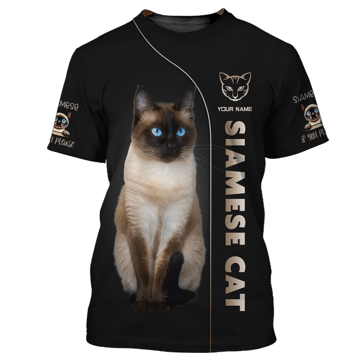 3D Full Print Siamese Cat Zipper Hoodie Personalized Name Gift For Cat Lovers