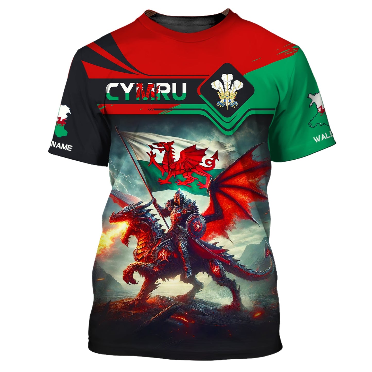 Knight With Dragon Wales Personalized Name 3D Zipper Hoodie Custom Gift For CYMRU Lovers