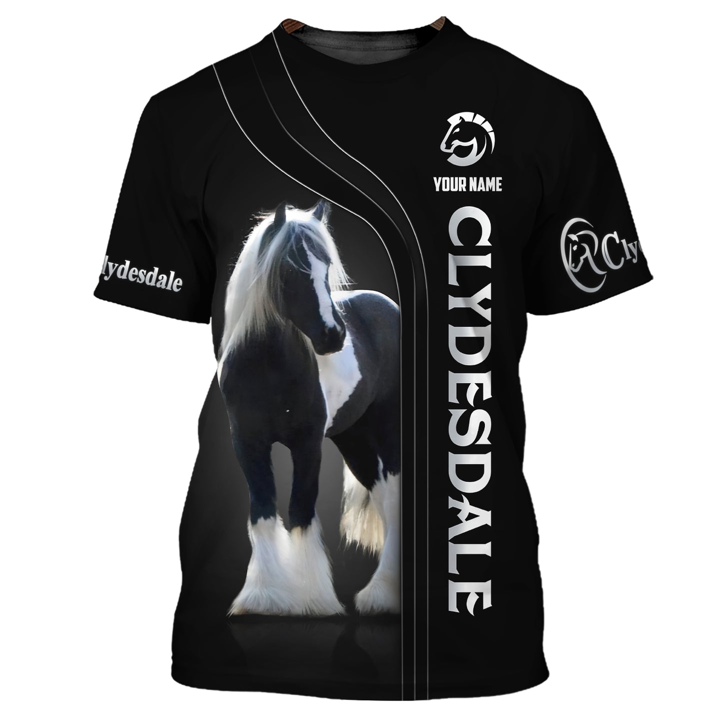 Sweat à capuche zippé Clydesdale à impression 3D complète, cadeau personnalisé avec nom pour les amoureux des chevaux