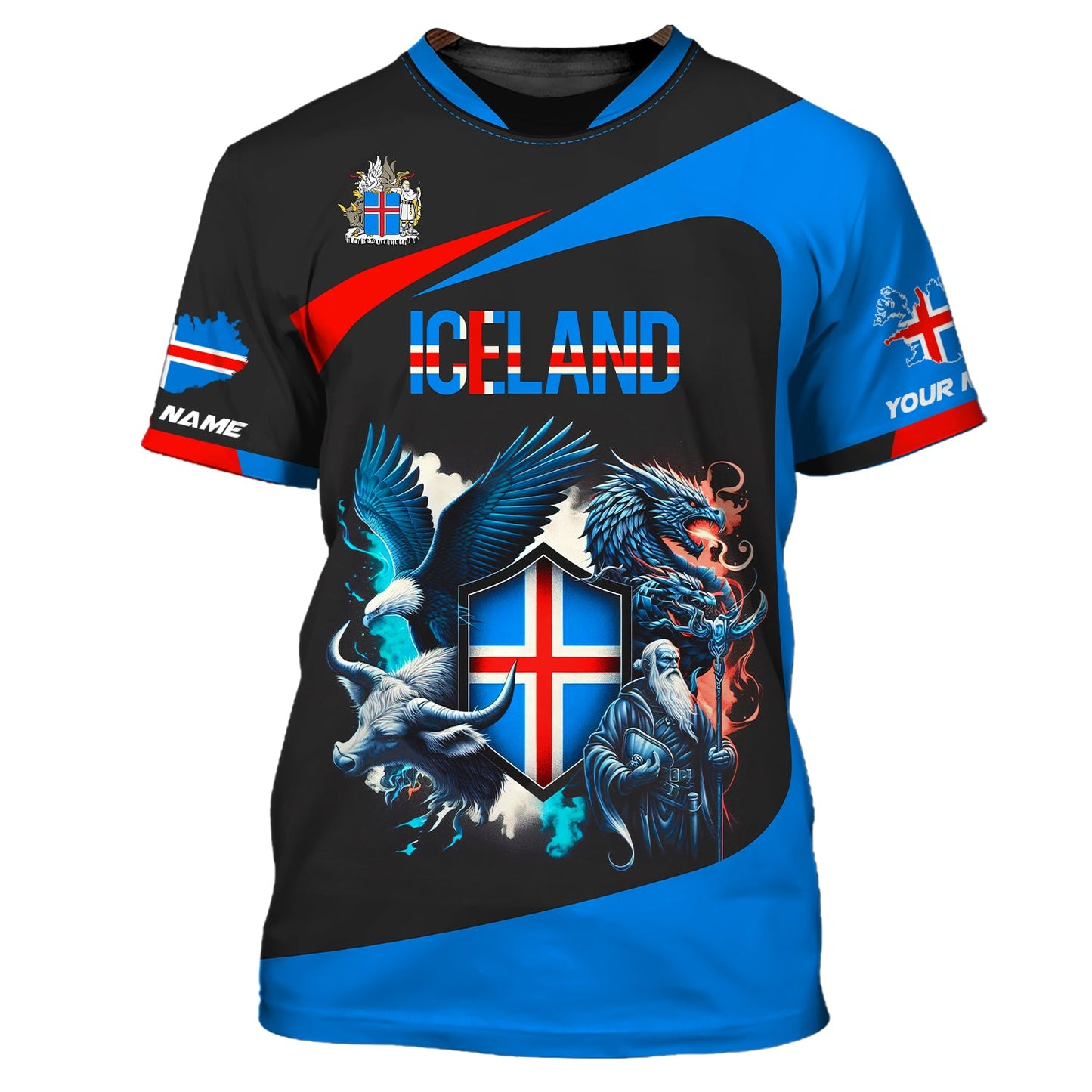 Coat Of Arms Iceland Custom Zipper Hoodie Gif For Icelandic Lover 3D Shirt