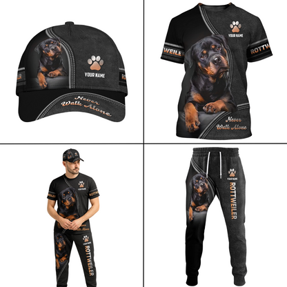 Rottweiler Custom Name Shirt Never Walk Alone Gift For Dog Lover 3D Shirts